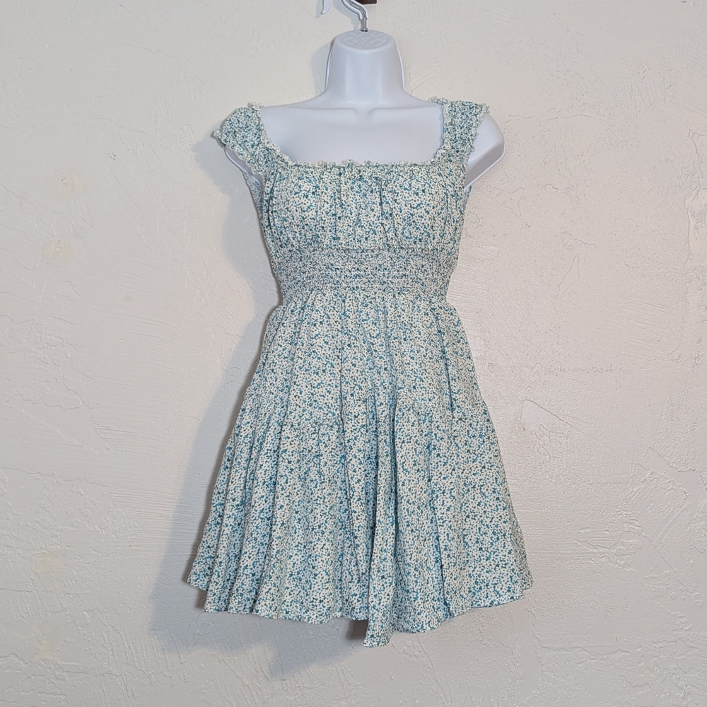 Dainty Floral Cottage Milkmaid Babydoll Mini Dress Garden Party Feminine Summer